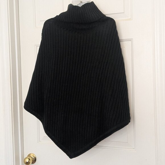 MICHAEL Michael Kors Women's Wide-Rib Button Turtleneck Poncho Black NWT - Picture 6 of 13